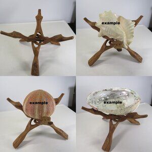 (1)Vintage Carved Wood Intertwined Bowl Display-Collapses Tripod